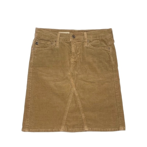 AG Adriano Goldschmied The Mid-Box Brown Corduroy Y2K Mini Skirt, size 25 - Picture 1 of 4